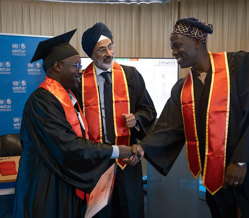 Participant receives certificate for his Post Graduate Diploma in Digital Health, with Empower School of Health x UNITAR.