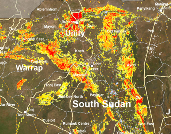 Example of Satellite analysis in South Sudan.